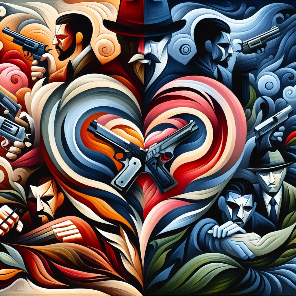 Hermanos, Amor, Mafia, Conflicto, Pasión in an abstract style