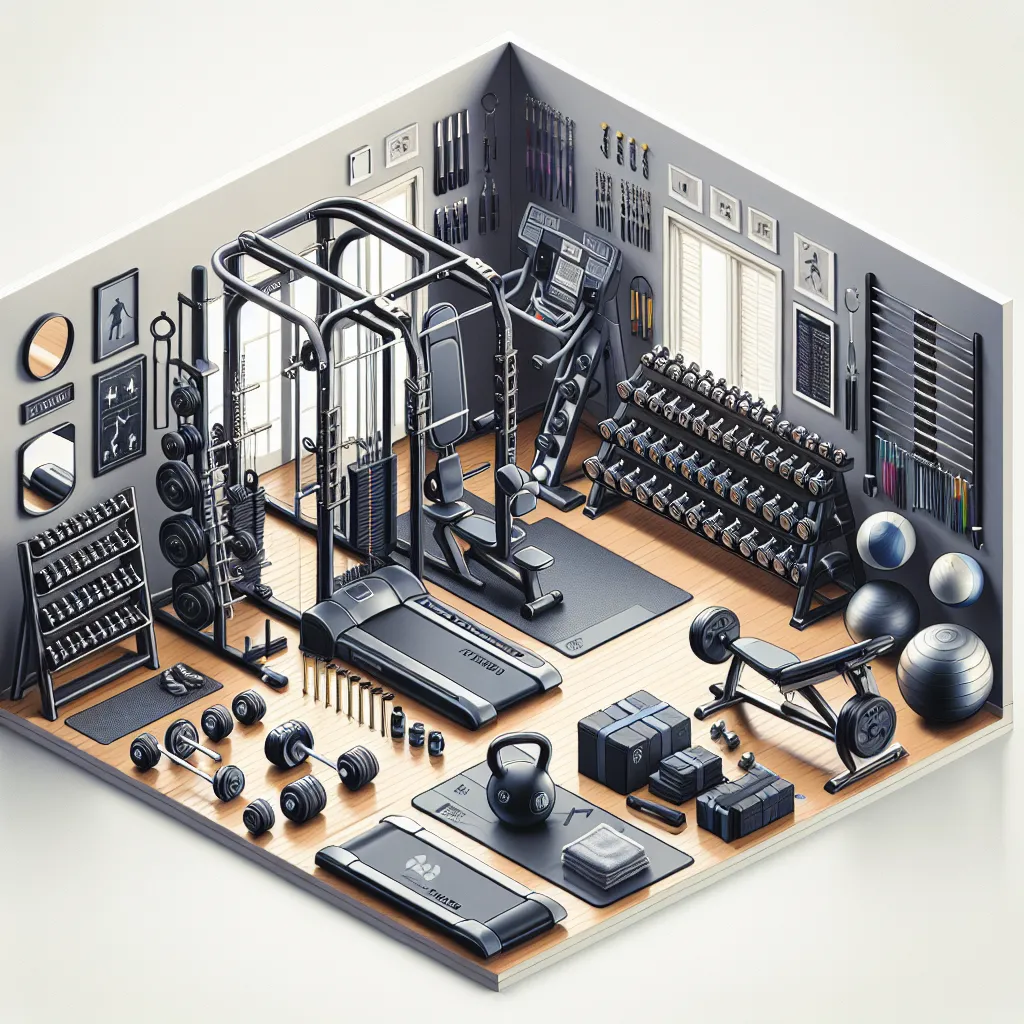 ### Home Gym Equipment List

1. **Free Weights:**
   - **Set of Dumbbells (5-50 lbs)**: $150
   - **Adjustable Kettlebell**: $70
   - **Set of Resistance Dumbbells**: $120

2. **Racks:**
   - **Weight Storage Rack**: $100

3. **Large Machines:**
   - **Treadmill**: $800
   - **Elliptical Machine**: $600
   - **Smith Machine**: $500
   - **Stationary Bike**: $400

4. **Additional Items:**
   - **Mirrors (Wall-mounted, 4 pieces)**: $200
   - **Resistance Bands Set**: $40
   - **Hooks for Bands**: 