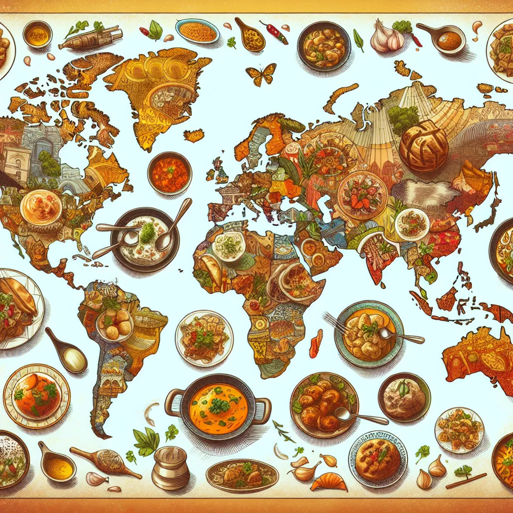 Cuisines, Regions, Countries, Herbs, Dishes in the style of Pablo Picasso