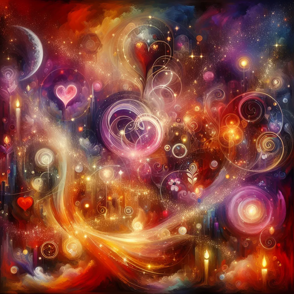 Love, Spells, Magic, Relationship, Healing in an abstract style