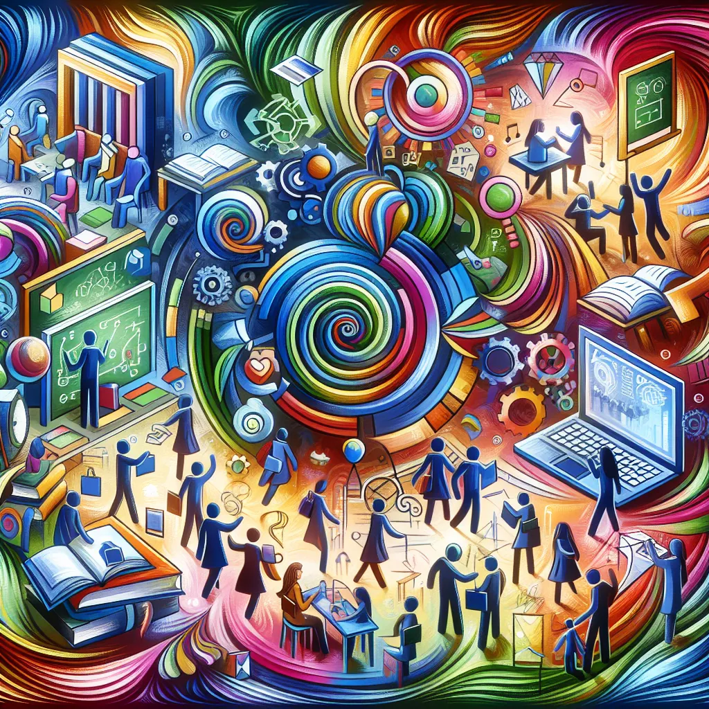 Teachers, Learners, Roles, Education, Environment in an abstract style