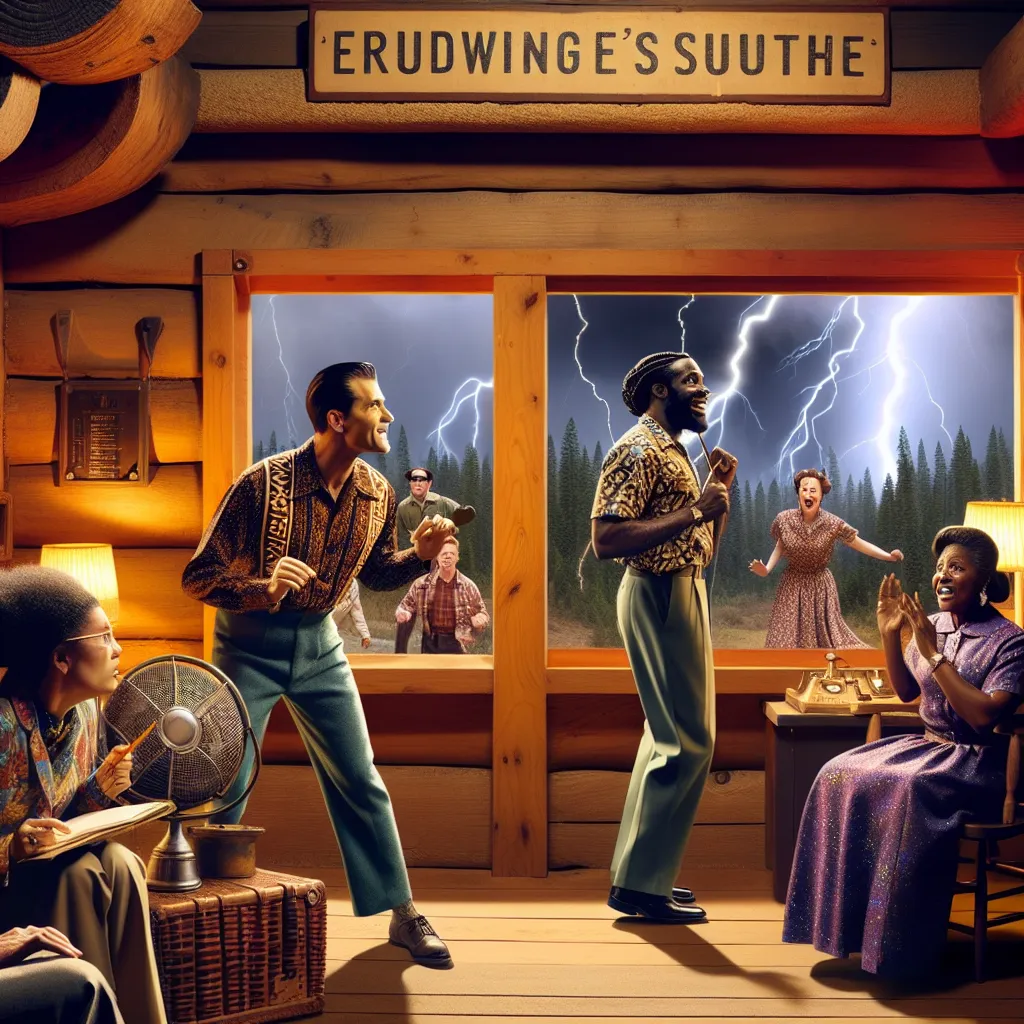 **Title: "The Evil Body Swap"**

**Scene Summary:**
During a thunderstorm, Ash and his friends gather at a remote cabin. After a lightning strike, an unexpected body swap occurs, leaving Ash in Linda's body and his friend Scotty in Shelly's. Confused, they grapple with their new identities.

**Dialogue Excerpt:**
- **Ash (in Linda’s body):** “If I’m here, then Linda is in my body! We need to figure this out!”
- **Scotty (in Shelly’s body):** “Wait, so I’m stuck in my girlfriend’s body? This is s