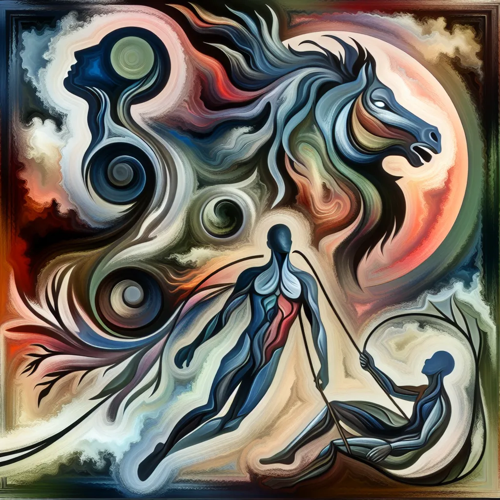 Transformation, Lucifer, Hazbin, Hell, Identity in an abstract style