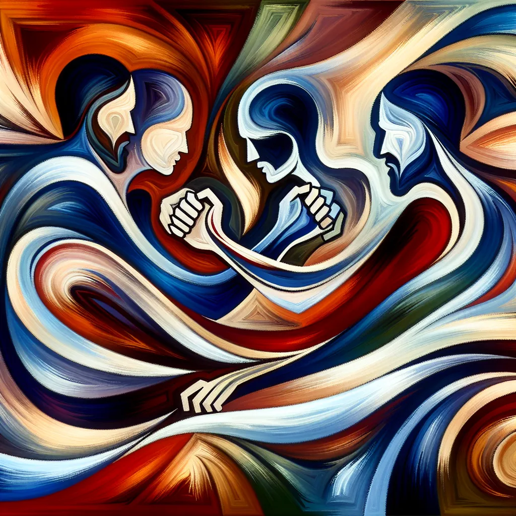 Hermanos, Amor, Mafia, Conflicto, Pasión in an abstract style