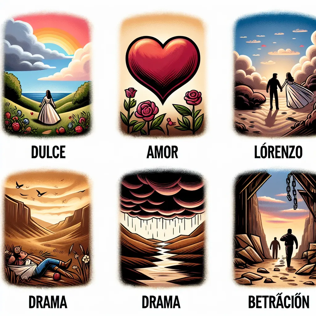 Dulce, Amor, Lorenzo, Drama, Traición in the style of Pablo Picasso