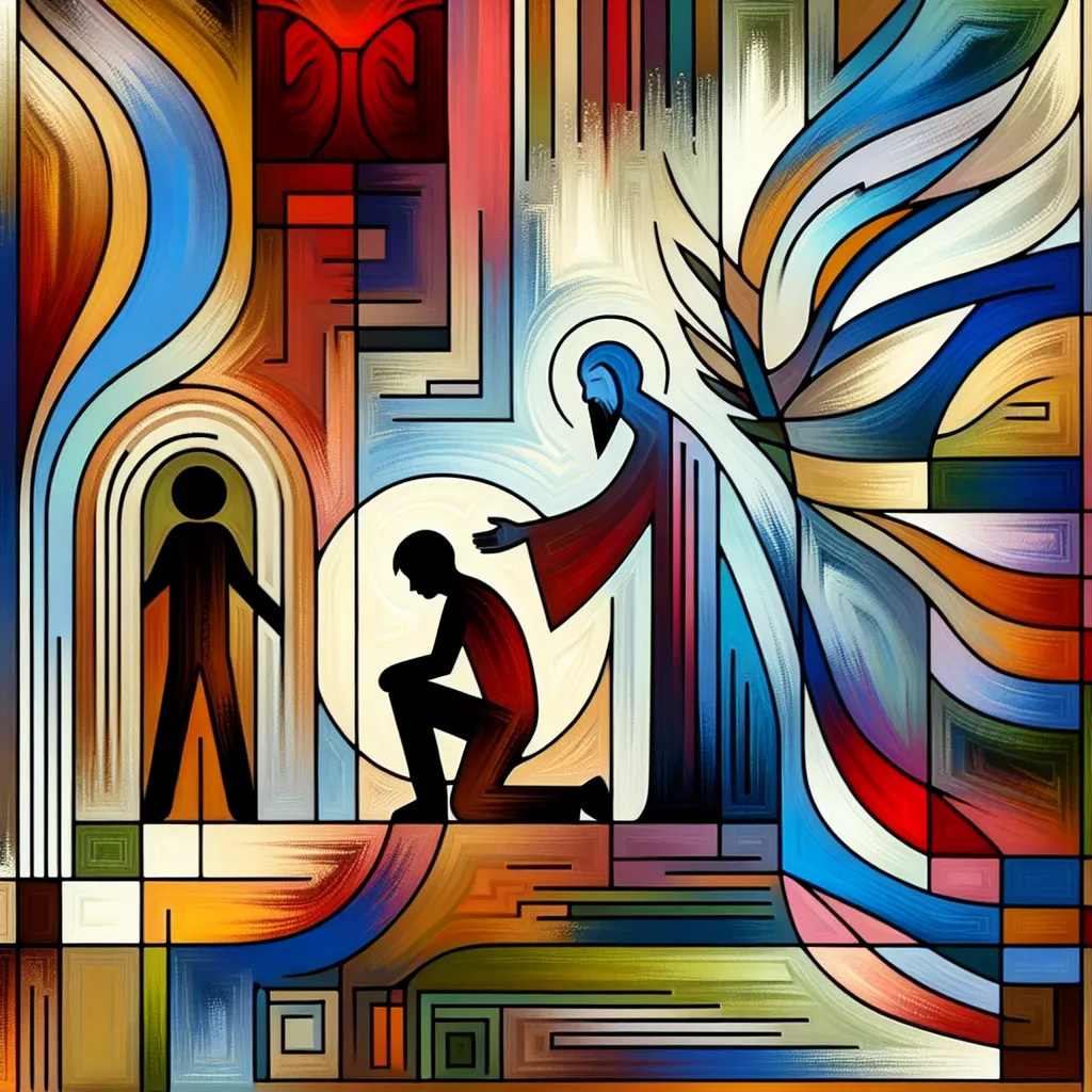 Joven, Bullying, Padre, Redención, Amor in an abstract style