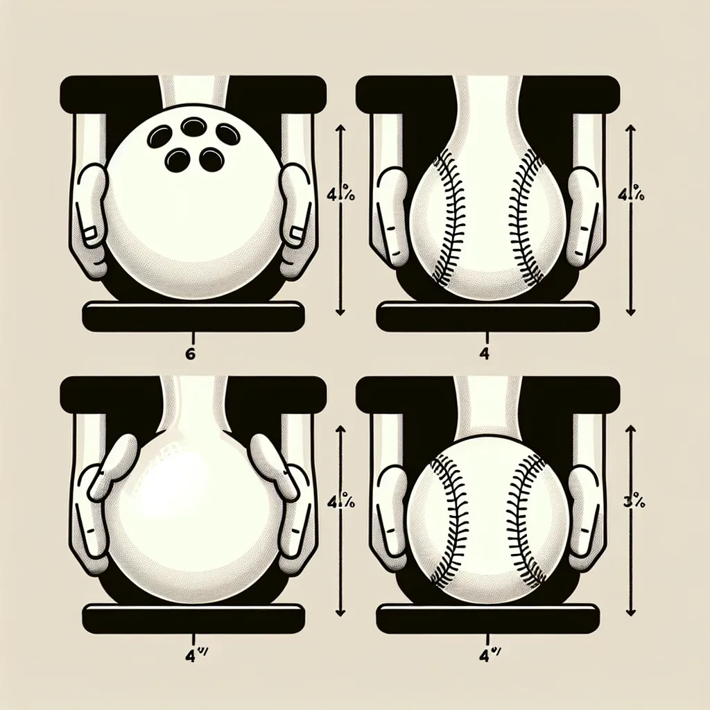 Illustration comparing four objects: a bowling ball and a baseball, each held at shoulder height and waist height, highlighting the gravitational potential energy based on their height and mass.