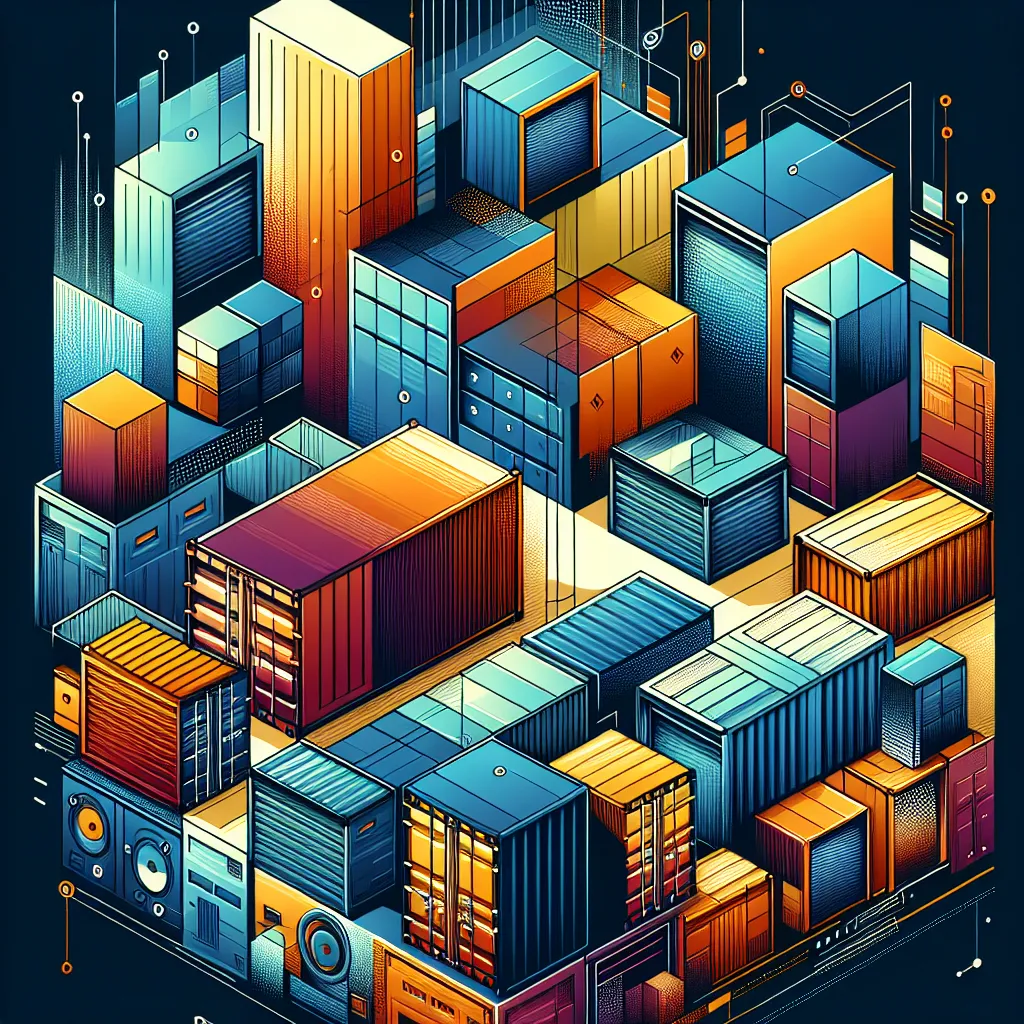 Склад, Аренда, Контейнер, Хранение, Услуги in an abstract style