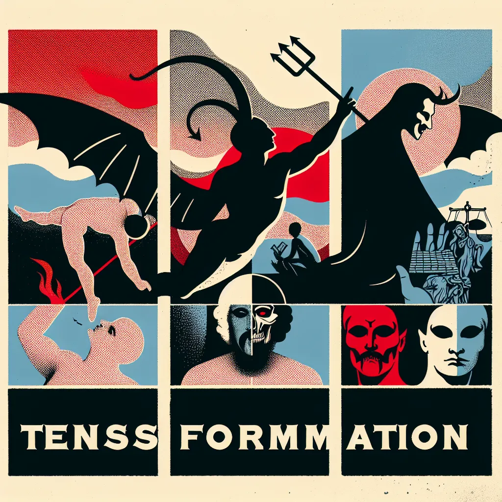 Transformation, Lucifer, Hazbin, Hell, Identity in an abstract style