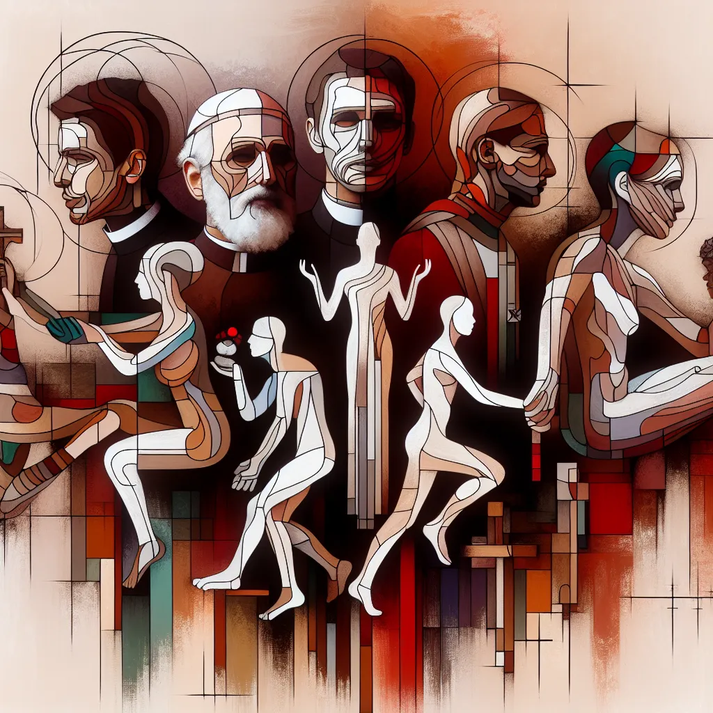 Cuerpos, Intercambio, Sacerdotes, Actores, Juventud in an abstract style