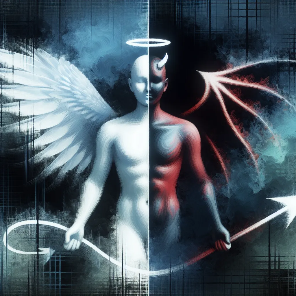 Transformation, Lucifer, Hazbin, Identity, Supernatural in an abstract style