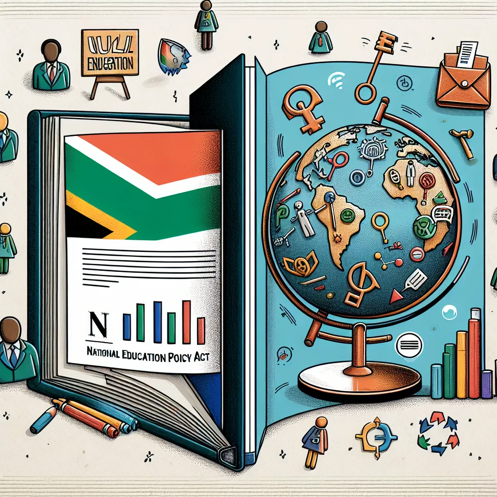 1. **South African Policies:**
   - **National Education Policy Act (NEPA):** This act aims to provide a framework for the education system in South Africa, promoting equal access and quality education for all learners regardless of their background.
   - **Inclusive Education Policy:** This policy focuses on creating inclusive learning environments that cater to diverse needs of learners, ensuring that children with disabilities and those from disadvantaged backgrounds receive appropriate suppo
