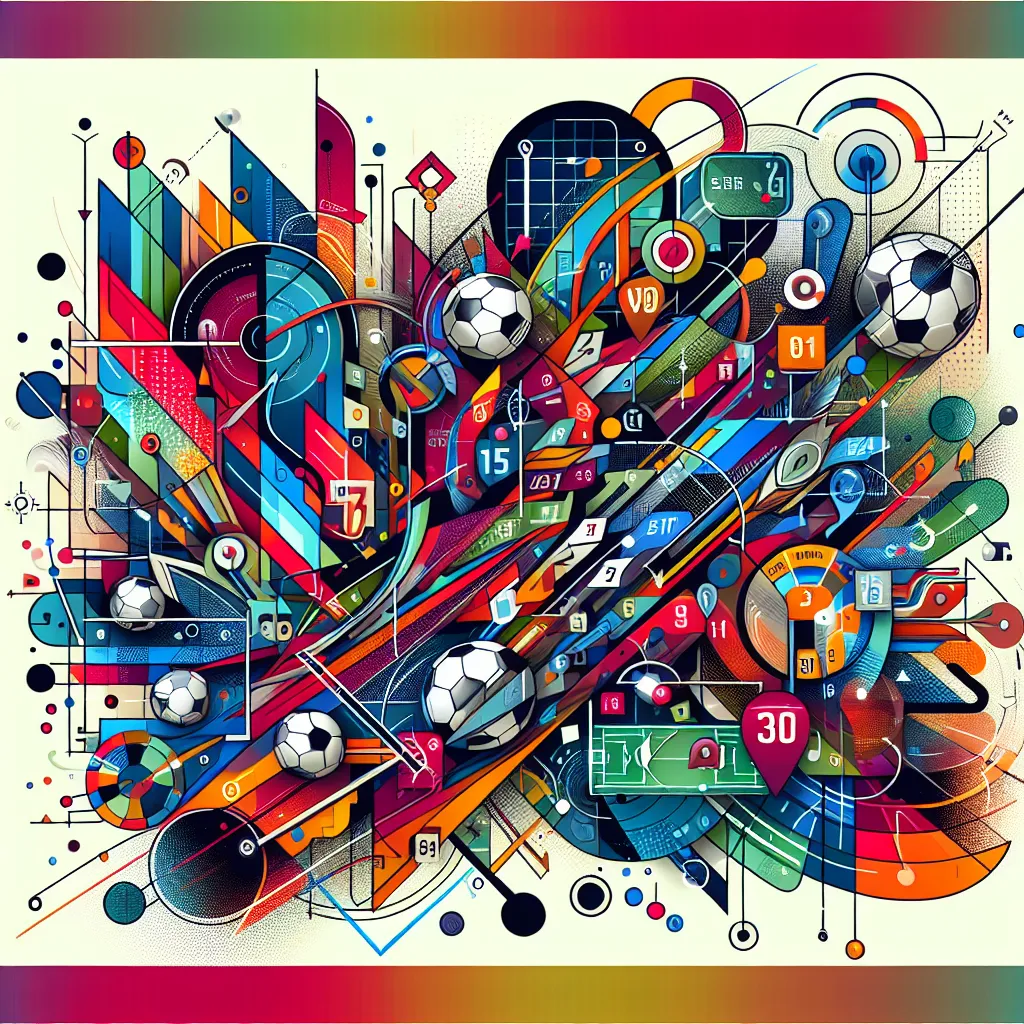 Predictions, Matches, Scores, Teams, Outcomes in an abstract style