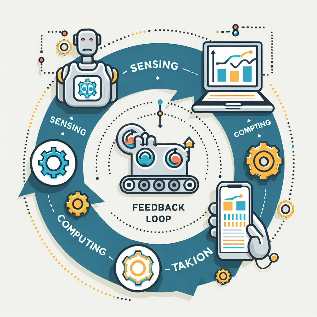 Diagram illustrating the "Feedback Loop" in robotics, showing the cycle of sensing, computing, and acting.