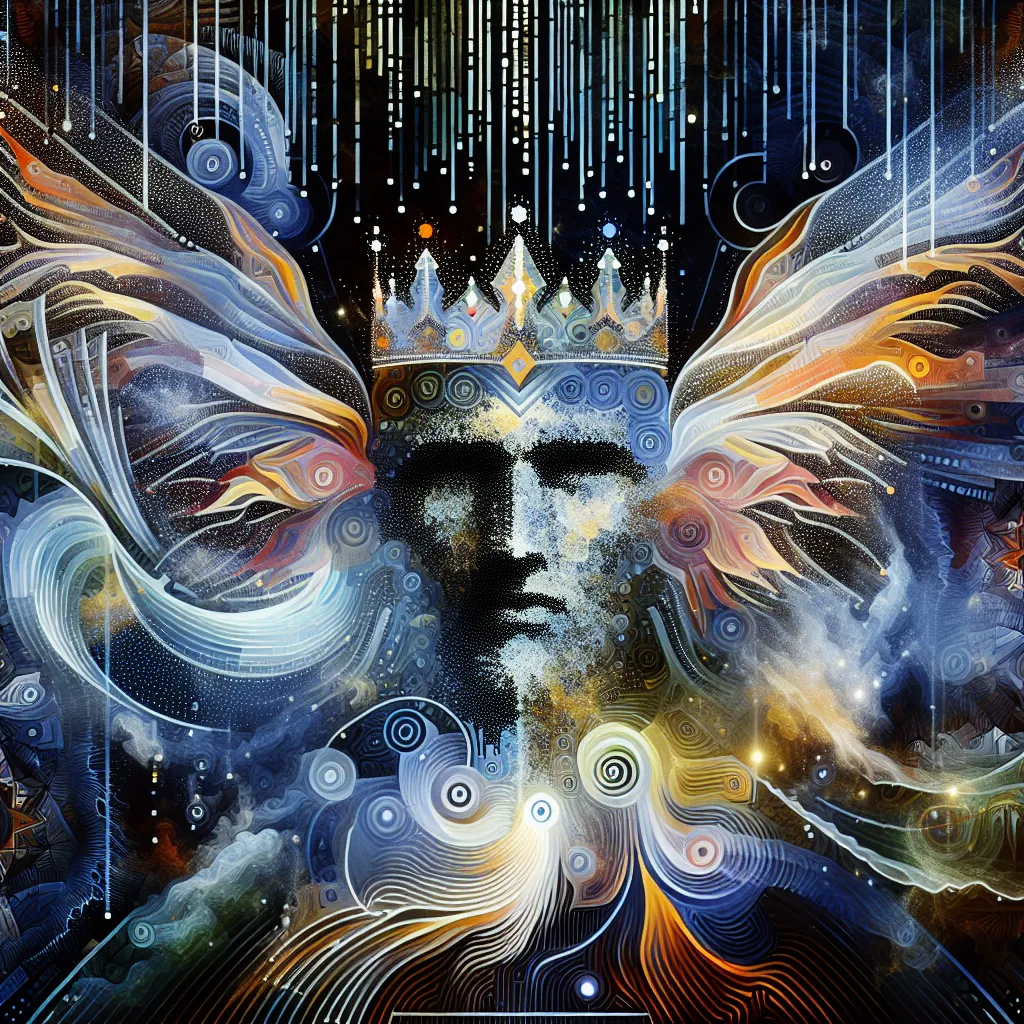 Transformation, Hazbin, Lucifer, Immortal, Royalty in an abstract style