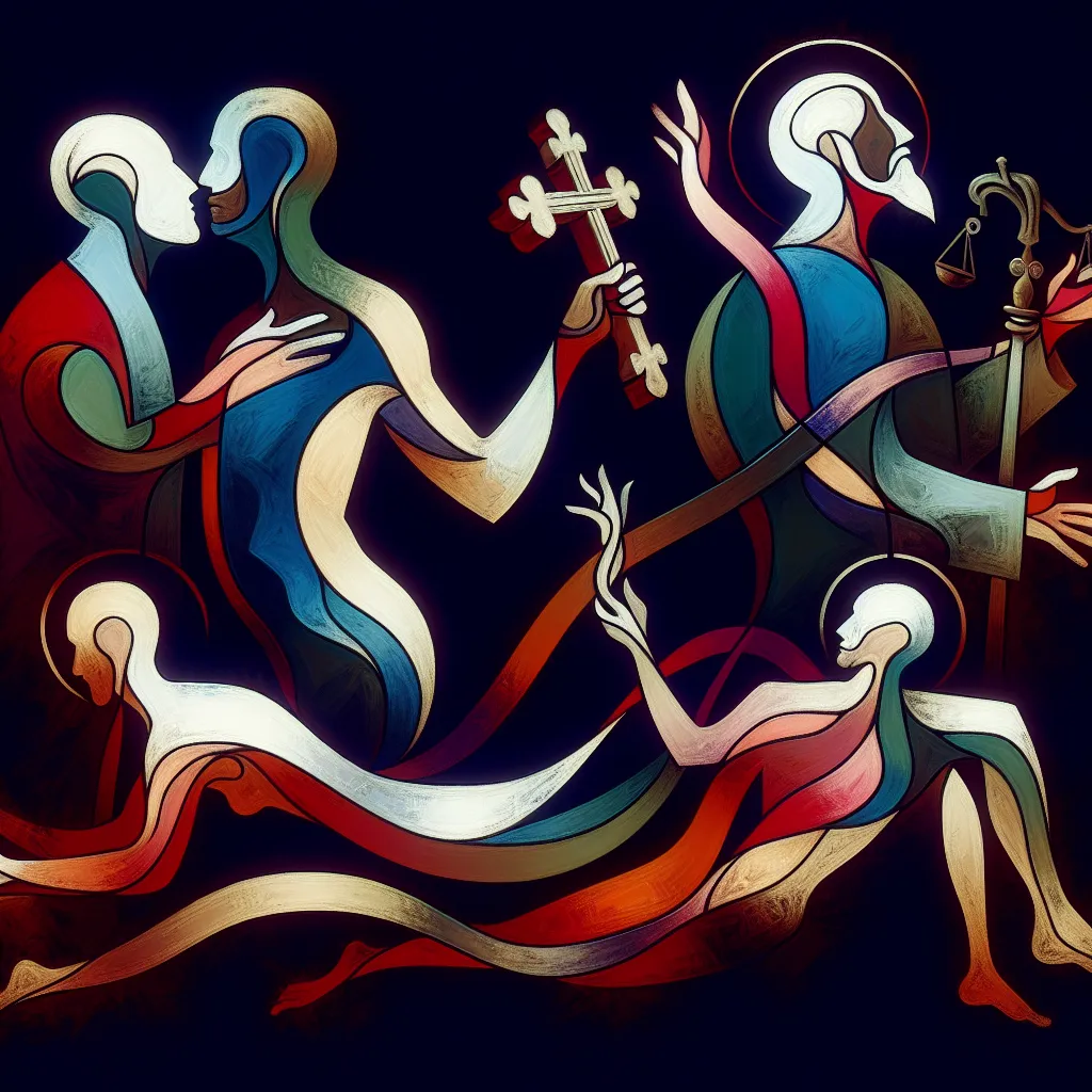 Cuerpos, Intercambio, Sacerdotes, Actores, Deseo in an abstract style