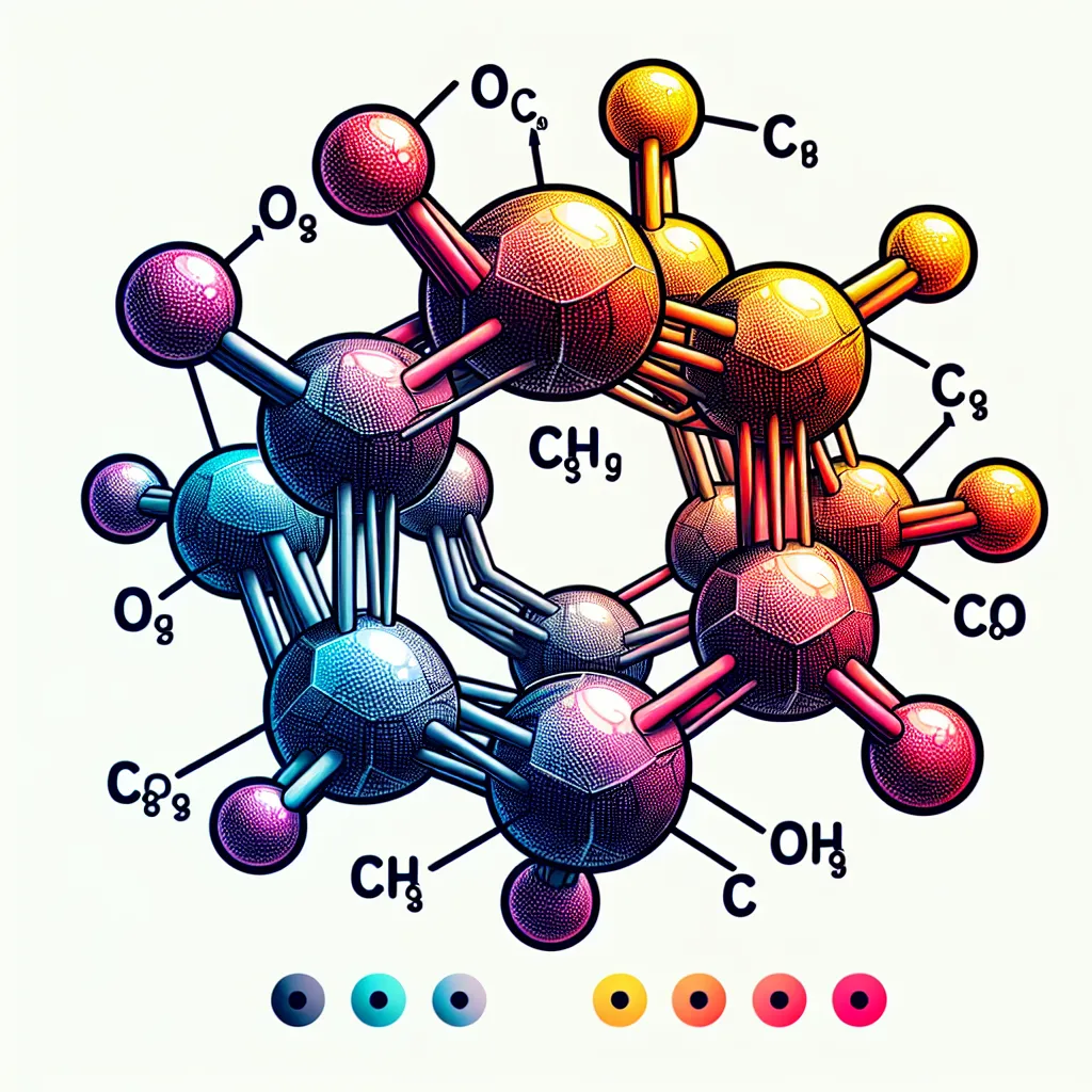 Illustration of a cyclohexane molecule with a highlighted C=O (carbonyl) bond, using vibrant colors to differentiate between carbon and oxygen atoms.