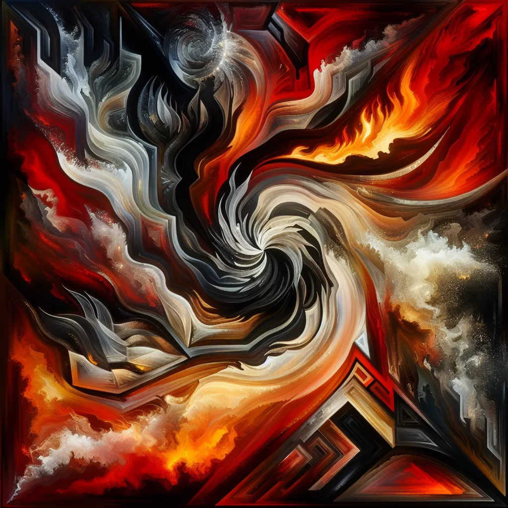 Transformation, Moxxie, Crimson, Identity, Hell in an abstract style