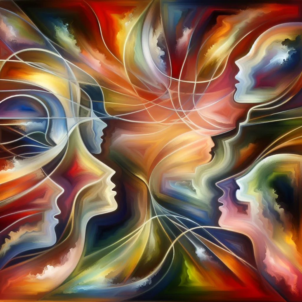 Friendship, Conversation, Unique, Sick, Connection in an abstract style