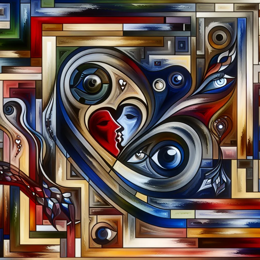 Trama, Infiltración, Amor, Celos, Conflicto in an abstract style