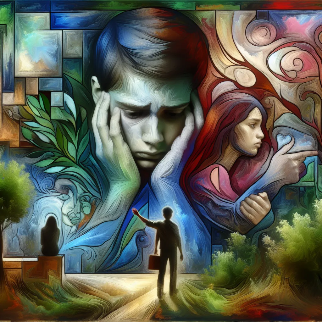 Joven, Bullying, Relación, Redención, Jardín in an abstract style