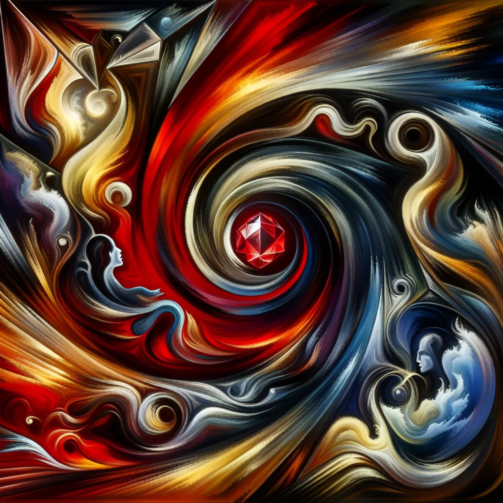 Rubi, Alternativa, Drama, Venganza, Paternidad in an abstract style