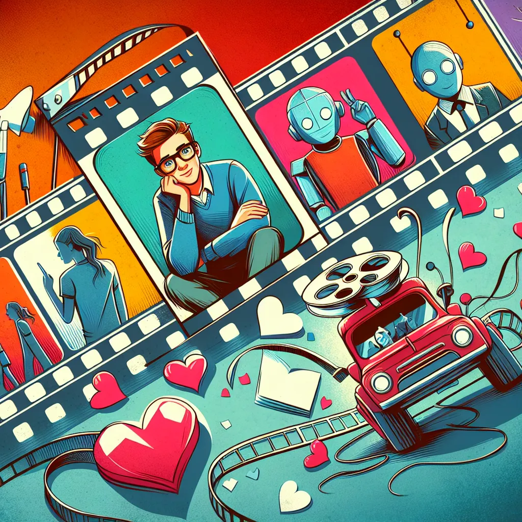 Película, Nerd, Robot, Amor, Bullying in an abstract style