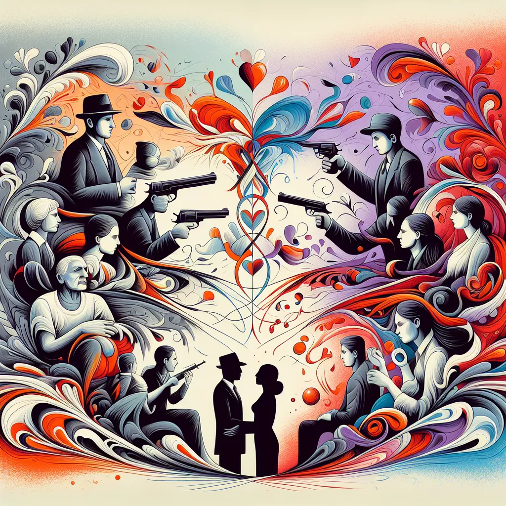 Historia, Hermanos, Mafia, Amor, Conflicto in an abstract style