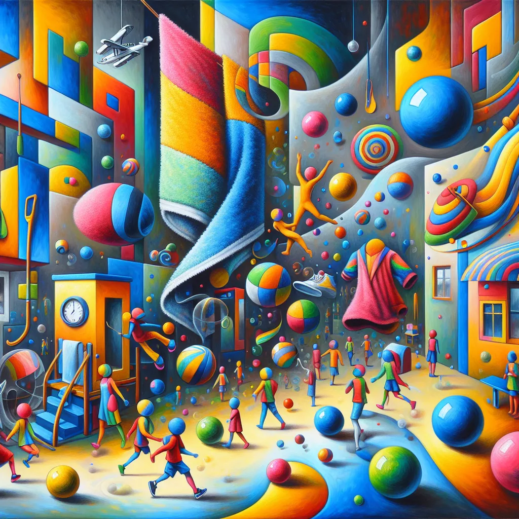 Gumball, Towel, Naked, Adventure, School in an abstract style