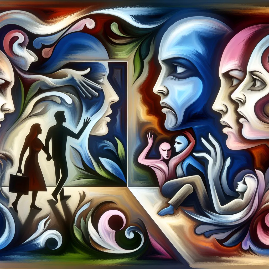 Drama, Celos, Traición, Amor, Conflicto in an abstract style