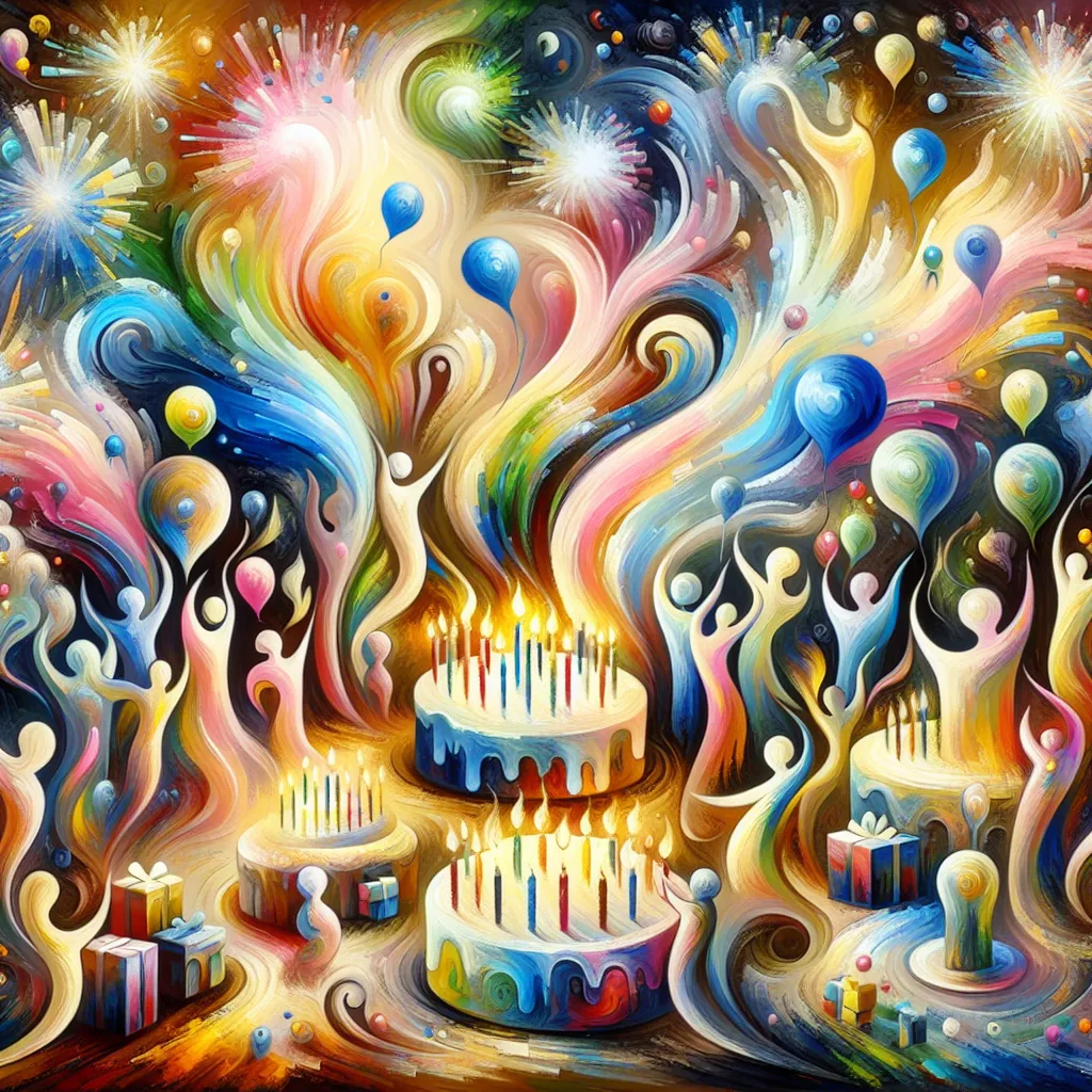 Birthday, Wish, Friend, Beautiful, Celebrate in an abstract style