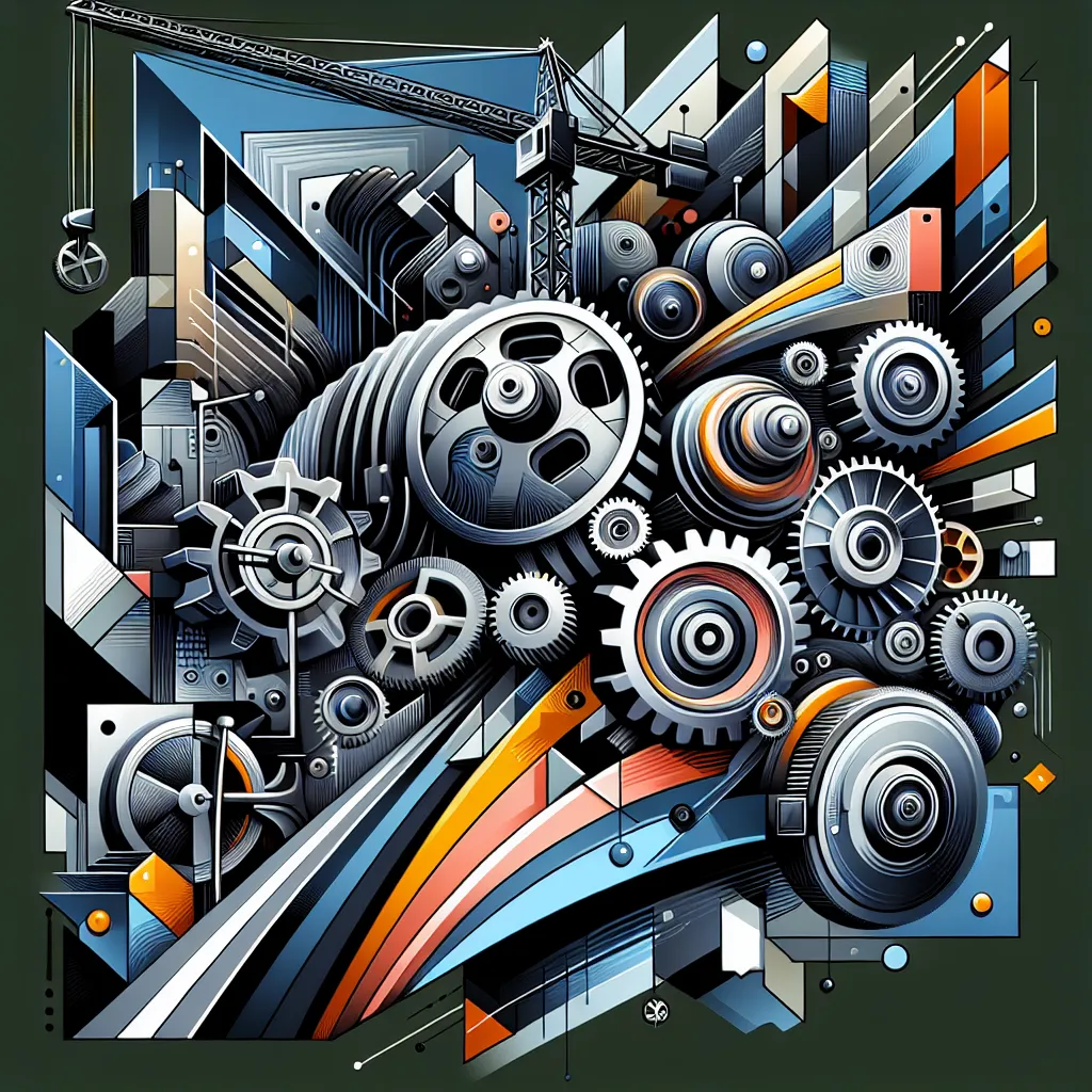 Редуктор, Промышленный, Мотор, Кран, Услуги in an abstract style