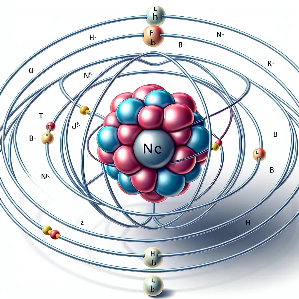 Illustration of the Bohr model of a naturally charged helium atom, featuring two protons and two neutrons in the nucleus, with two electrons orbiting in defined paths.