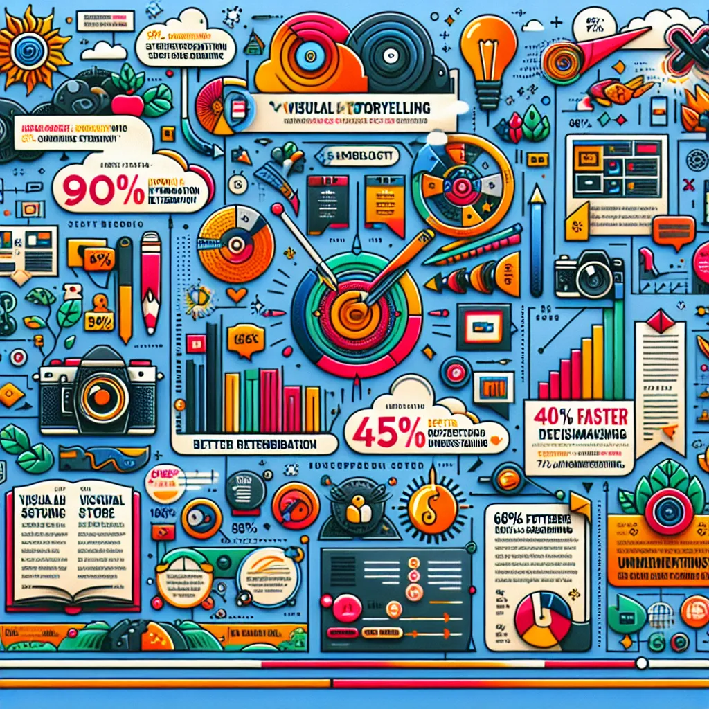 Image of a vibrant infographic illustrating the impact of visual storytelling, featuring engaging icons and statistics.