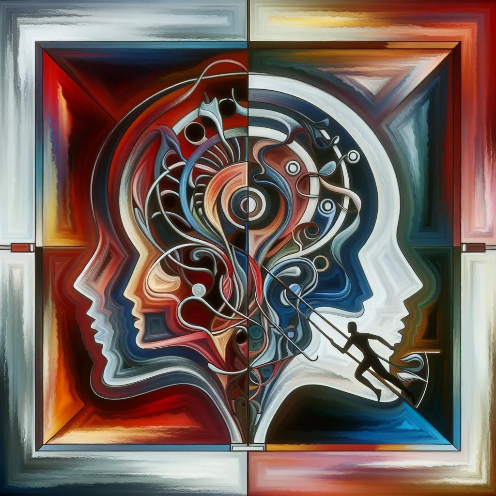Transformation, Fizzarolli, Helluva Boss, Reality, Identity in an abstract style