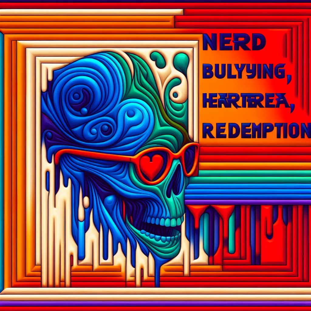 Nerd, Bullying, Corazón, Redención, Tragedia in an abstract style