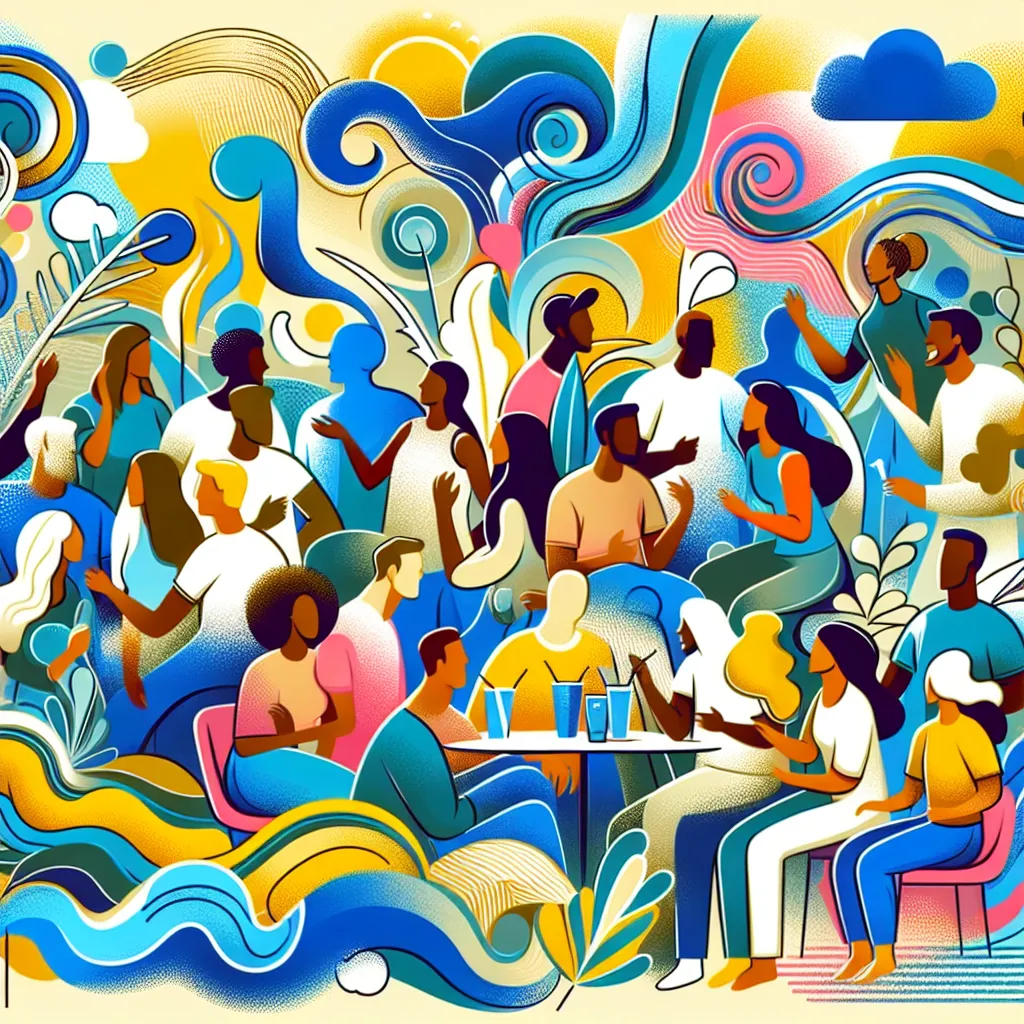 Chat, Fun, People, Sunday, Cool in an abstract style