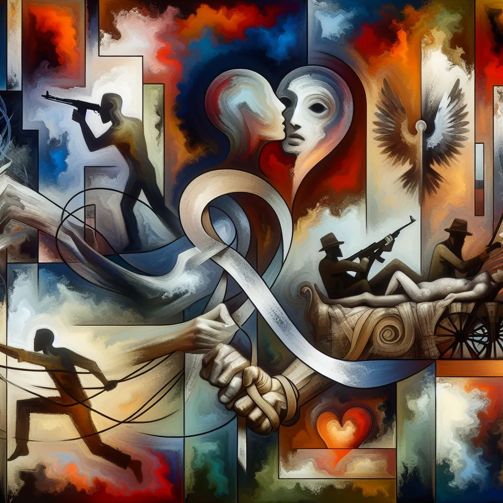 Historia, Venganza, Amor, Memoria, Secuestro in an abstract style