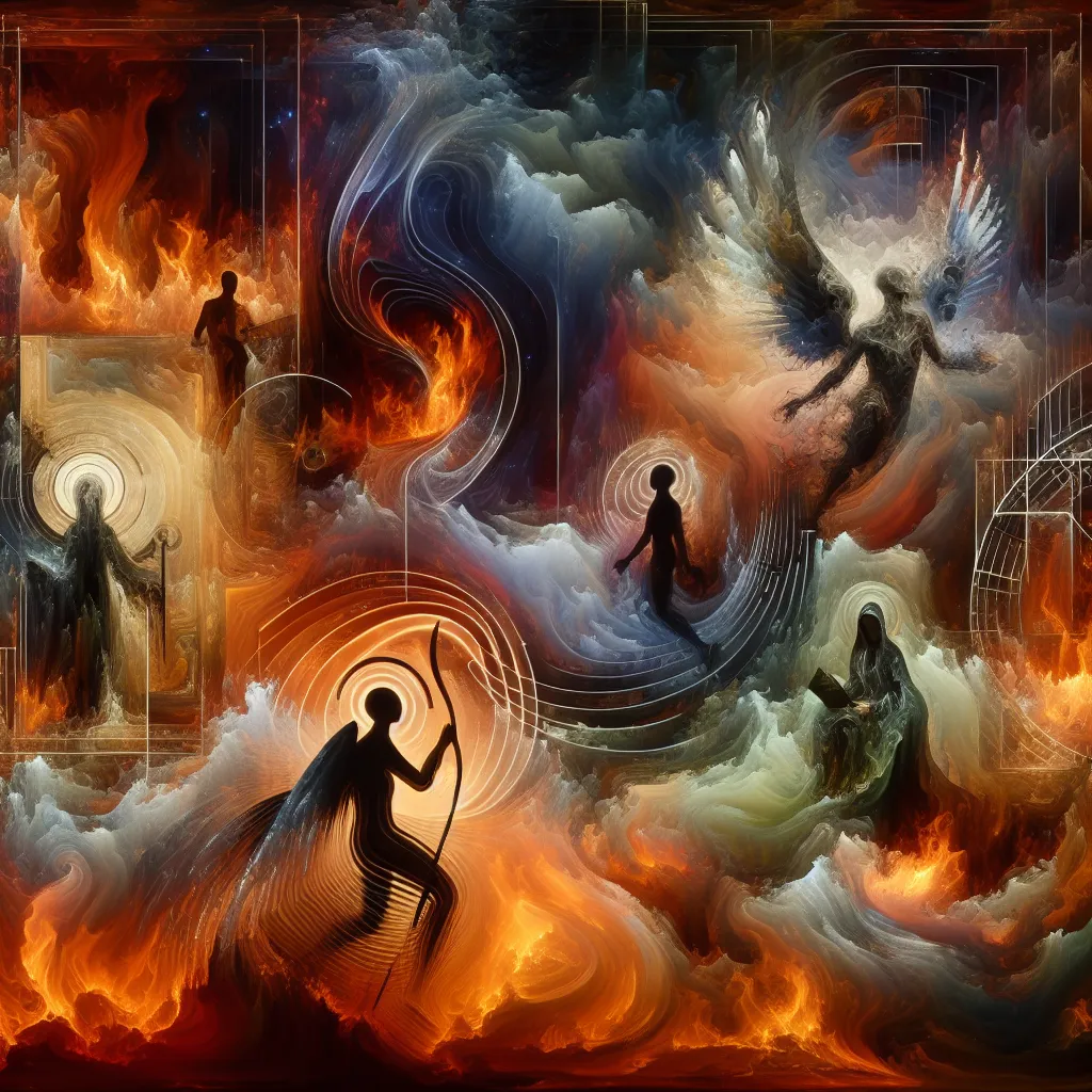 Transformation, Alastor, Hell, Identity, Story in an abstract style