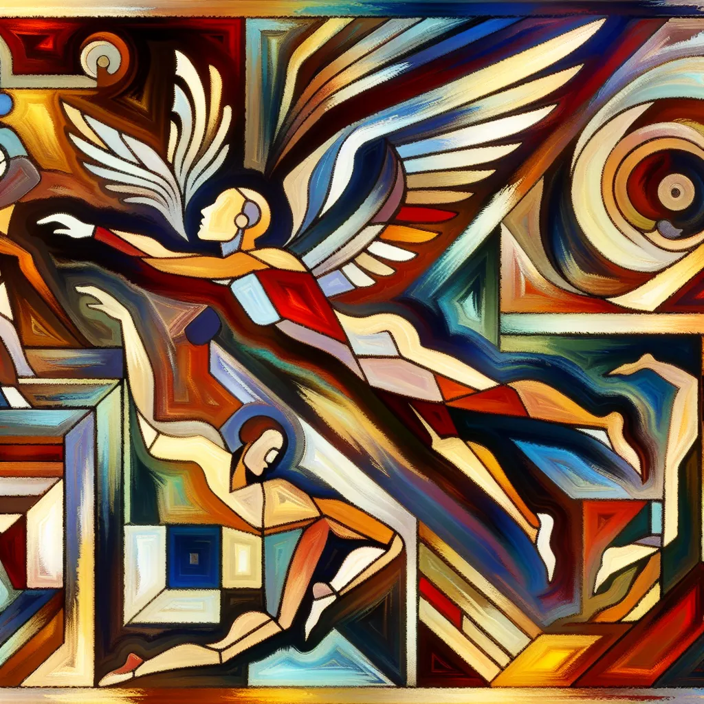 Transformation, Lucifer, Hazbin, Adventure, Identity in an abstract style