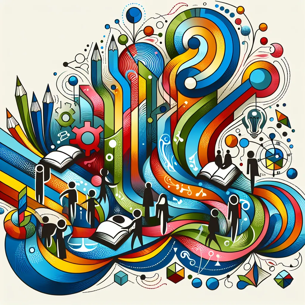 Education, Curriculum, Assessment, Collaboration, Learning in an abstract style