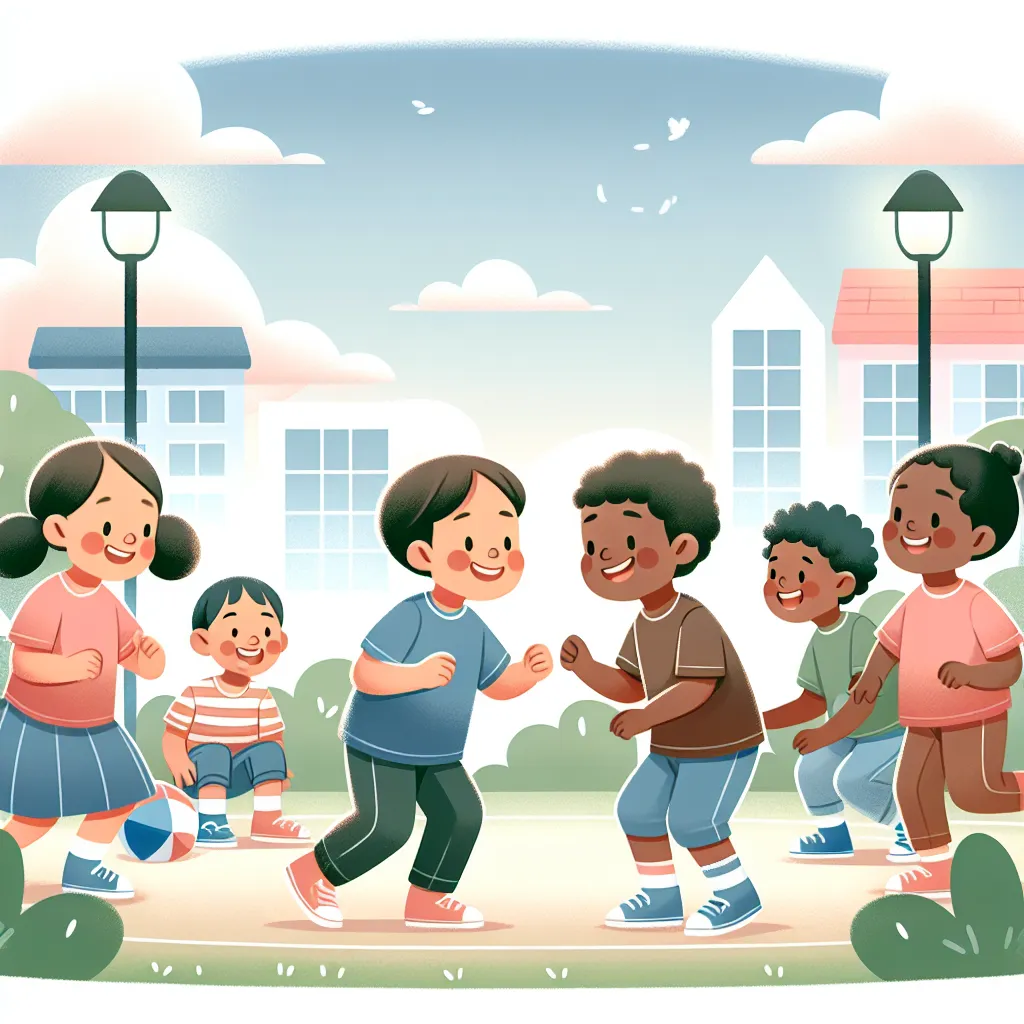 Illustration showing children engaging in physical play while interacting socially, highlighting the connection between physical and social development.