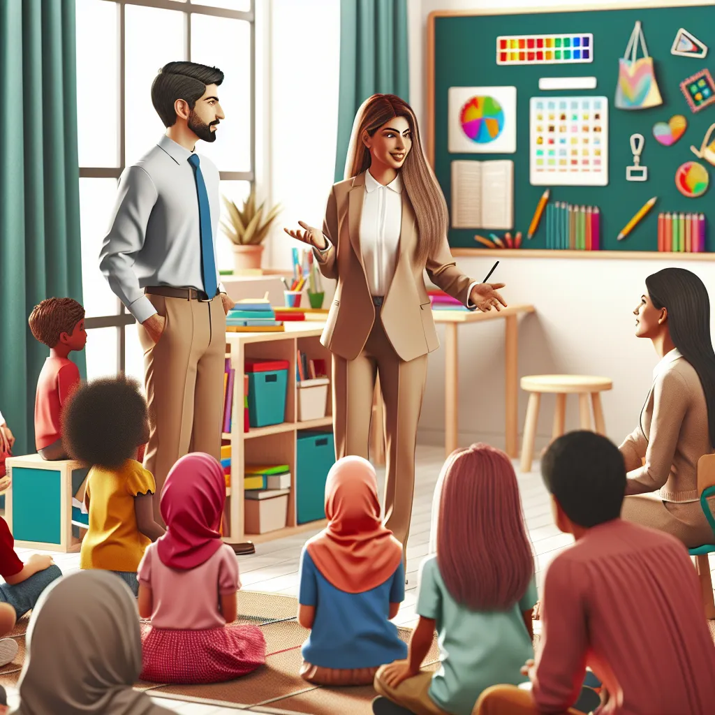 Sure! Here’s a concise description for an image that could accompany a resource on the provided questions:

**Image Description:** A vibrant classroom scene depicting a Grade R teacher engaging with young children and communicating with their parents, illustrating a collaborative and inclusive educational environment.