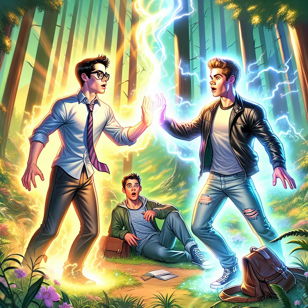 Título: "Intercambio Inesperado"

Una mañana soleada en Beacon Hills, Stiles Stilinski y un compañero nerd llamado Alex se encontraron en el bosque, discutiendo sobre algunos misterios de la vida. En un extraño giro del destino, un rayo misterioso los atravesó, causando que intercambiaran cuerpos con Jackson Whittemore y Theo Raeken, los dos chicos más populares y atractivos de la escuela, conocidos por su actitud arrogante.

Al principio, Stiles y Alex estaban horrorizados de estar en los cuerp