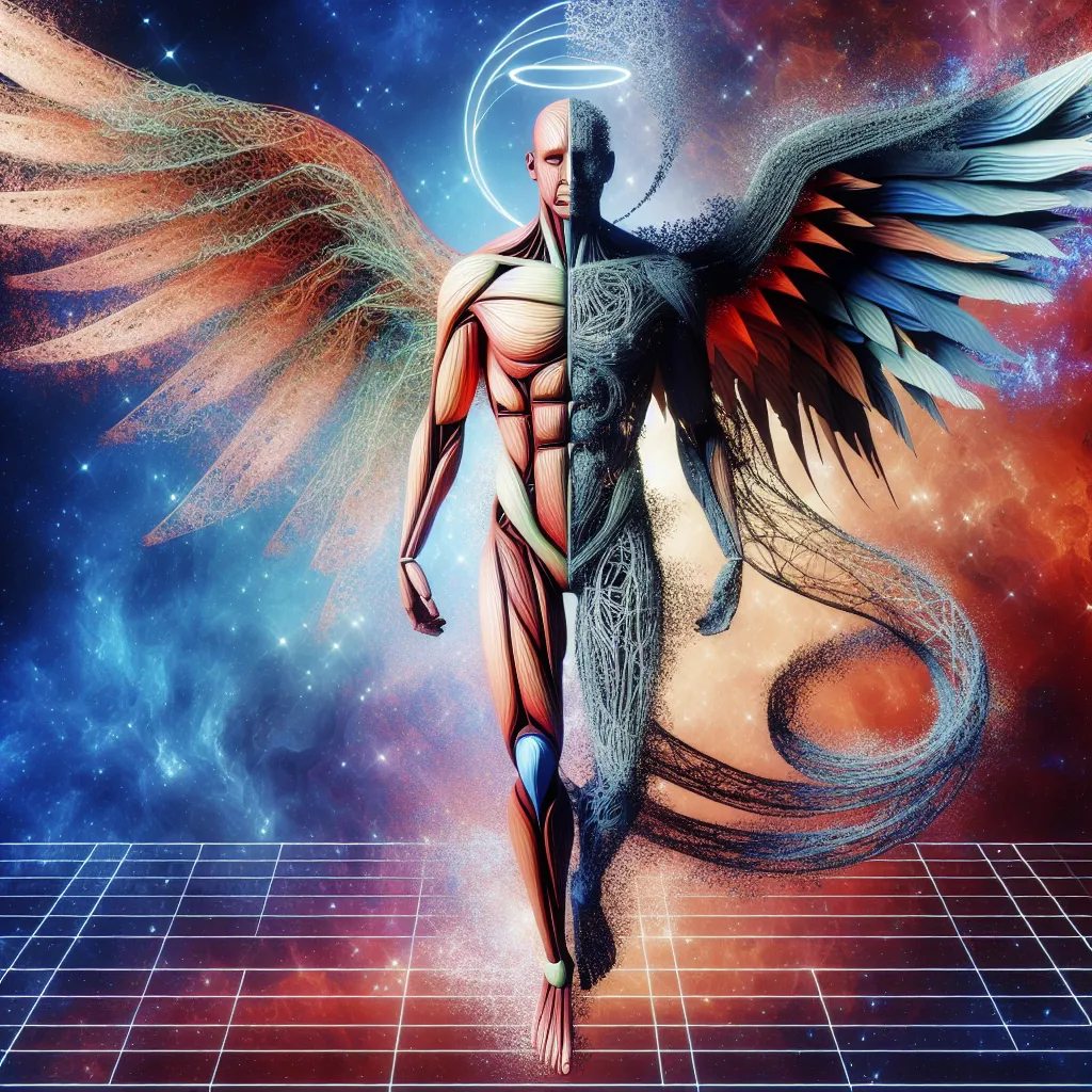 Transformation, Hazbin, Lucifer, Fallen Angel, Identity in an abstract style
