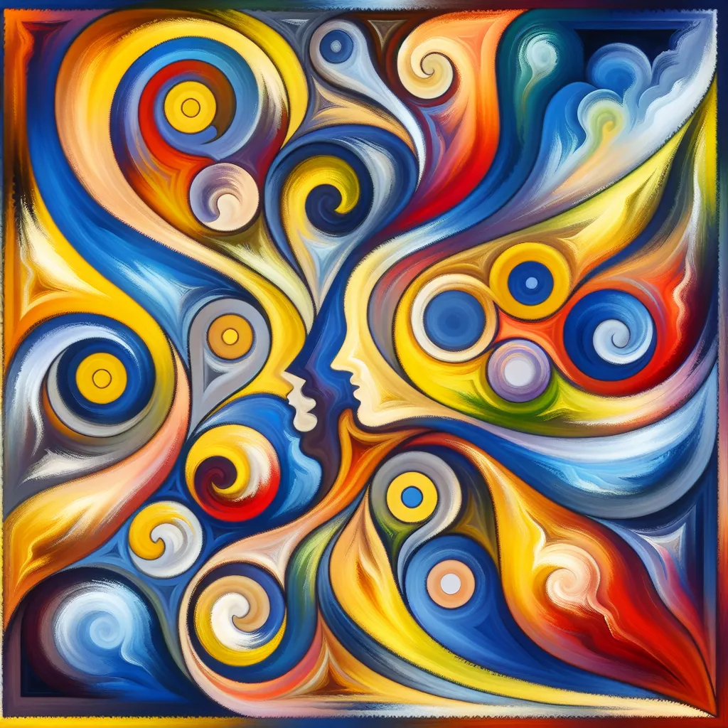 Friends, Conversation, Humor, Support, Connection in an abstract style