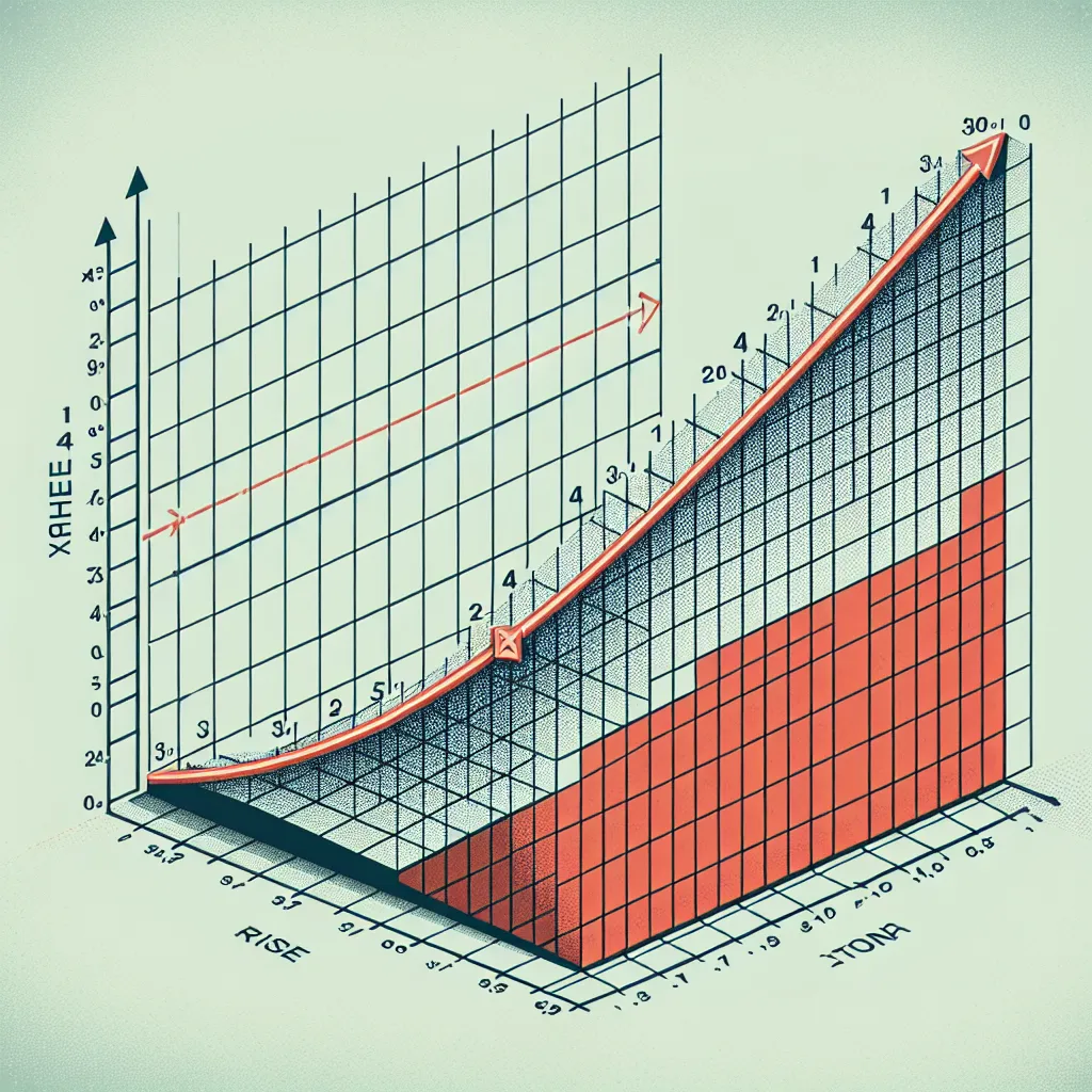 Graph showing a straight line with a y-intercept at (0, 1) and a slope of 4, illustrating the rise over run.
