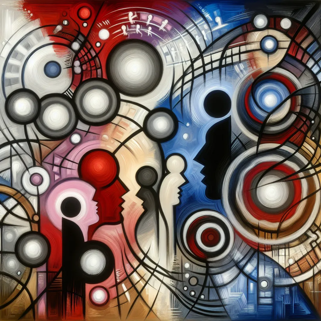 Agente, Racismo, Familia, Revelación, Conflicto in an abstract style