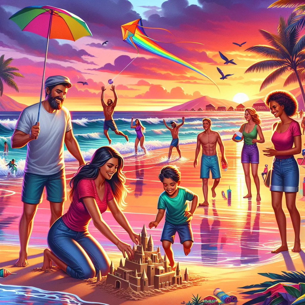 Me gustó muchísimo La playa es muy divertida. Cuando veo una película no quiero ver cosas tristes. Tampoco quiero ver cosas **violentas** como un hombre que mata (kills) a otras personas.