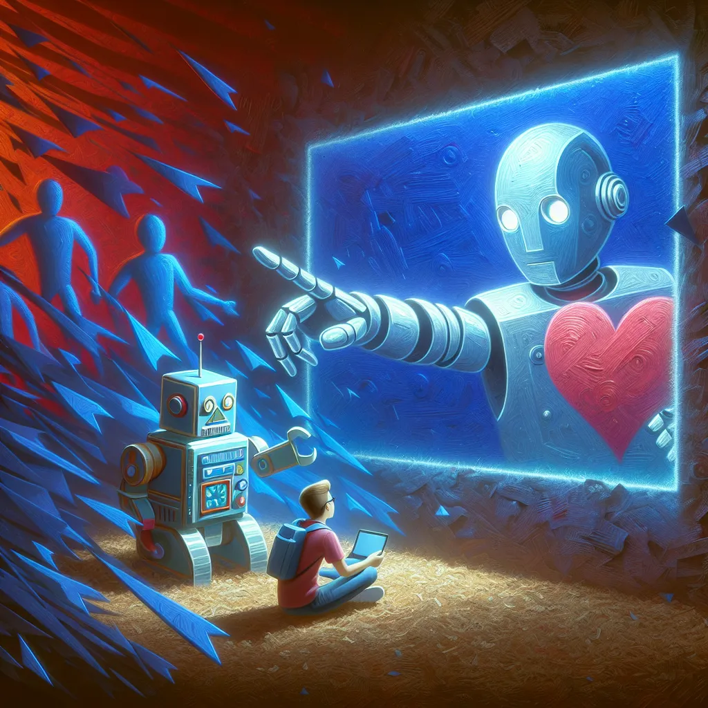 Película, Nerd, Robot, Amor, Bullying in an abstract style